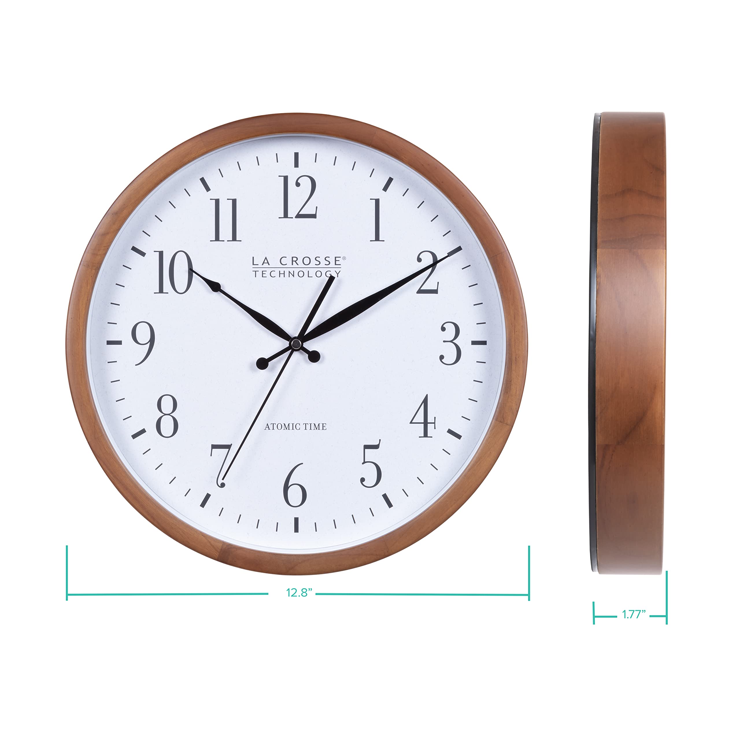 Amazon.com: La Crosse Technology Atomic Analog Wall Clock, Wood